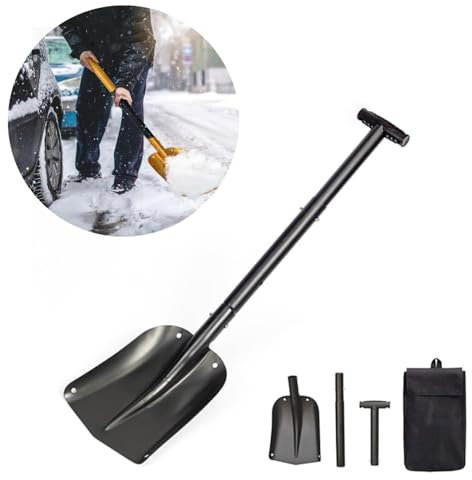 Pale da neve, 2024 Nuove pale da neve aggiornate per la rimozione della neve, pala da neve portatile in alluminio per giardino, campeggio, gioco del pupazzo di neve ed emergenza (dimensioni: nero)
