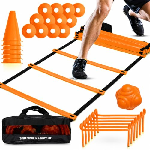 Football Speed Agility Training Kit, 6 Hurdles, 6 Cones, 20 Disc, Carry Bag | Agility Ladder with Complete Training Equipment Set
