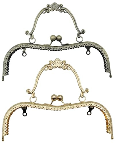 Biluer Marcos de Metal para Bolsos,2PCS Boquillas para Monederos Cierres para Bolsos Vintage Cierre De Boquilla Para Bolso para Hacer tu Propia Cerradura de Cierre de Bolso de Estilo DIY