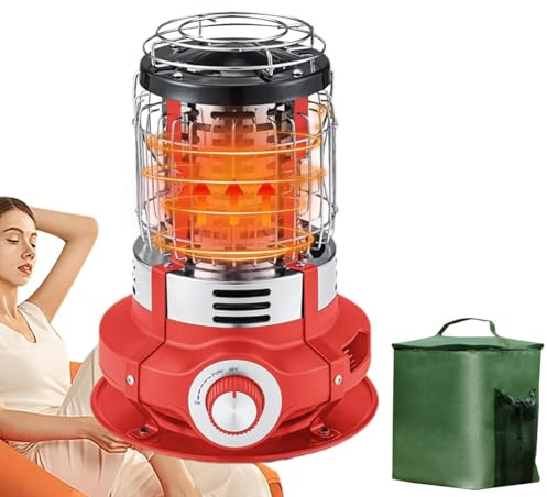 Niesel Riscaldatori per terrazze per uso esterno, riscaldamento esterno, bruciatore da campeggio portatile, riscaldamento elettrico portatile da 1500 W, stufa a riscaldamento rapido con protezione