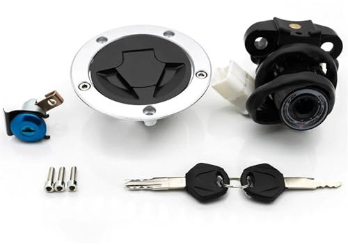 VDQUUACI 12V Interruttore di Accensione del Motociclo Blocco Tappo del Serbatoio del Carburante Chiavi per Kawasaki per Ninja ZX6R ZX-6R ZX 6R 2013-2018 2014 2015 2016 2017 Blocco Dell'Interruttore