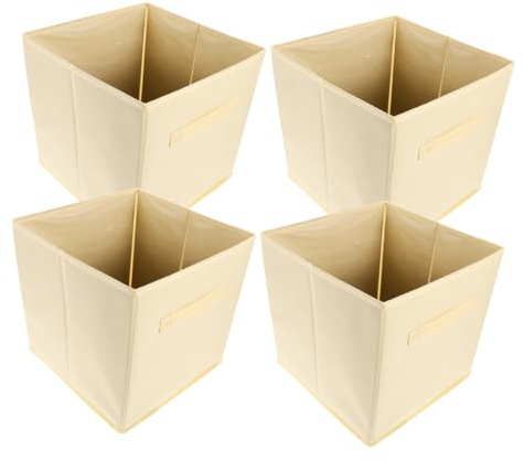 MOTHNUR 4pezzi Scatole di Stoccaggio Pieghevoli Tessuto per Organizzazione Armadio Cubi Collassabili per Vestiti e Libri Soluzione di Stoccaggio per Casa e Ufficio