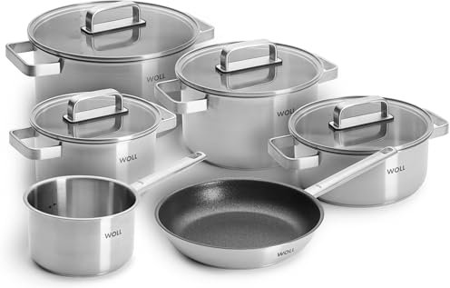WOLL – Steel Topf-Set 10-teilig Ø 20–24 cm – Induktions-Töpfe aus Edelstahl, spülmaschinenfest, energiesparend & langlebig – Topf – Kochtopf-Set – Töpfe Set – Kochtopf Induktion