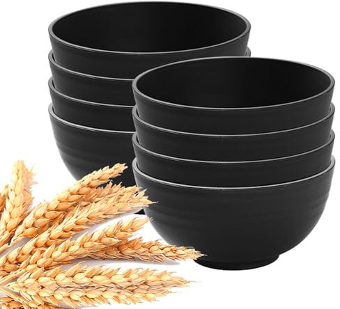 6 Pezzi Ciotole di Plastica per Cereali, 750ML Set Ciotole Cucina Infrangibile, Insalatiera Plastica, Scodelle per Zuppe, Ciotole per Dessert, Ideale per Case, Ristoranti, Giardini e Picnic, Nero