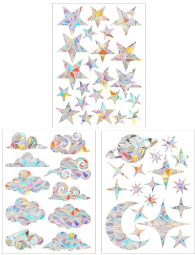 NIDHFG 3 Pieces Of Colorful Sun Catcher Window Stickers, Bird Protection Counter Collision Stickers, Electrostatic Glass Stickers, Exquisite And Fashionable, Creative Window Decoration.