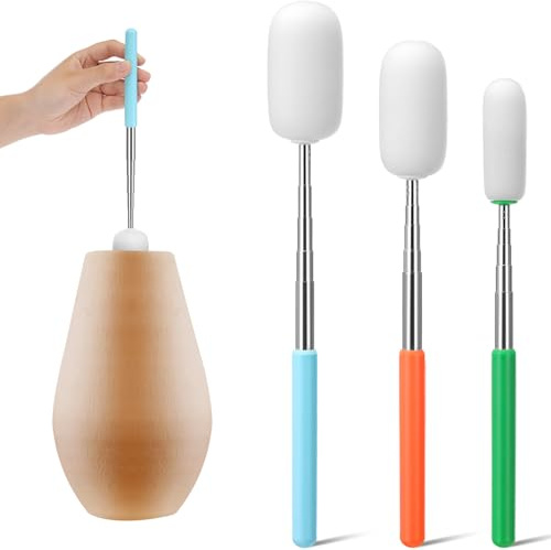 Amylove 3 Pcs Telescoping Sponge Stick for Pottery Long Detachable Pottery Sponges for Removing Excess Water, Shaping Tall/Narrow Vessels and Cleaning