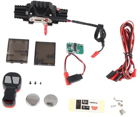 equlup RC Car Winch, Metal Automatic Double Motor Simulated Winch Controller Receiver Universal Model Vehicle Crawler Car Accessory (B Type)