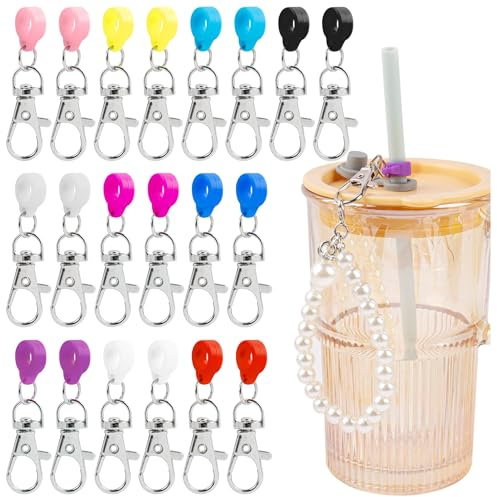 Framendino, 20 Pack Straw Charm Adapters Straw Toppers Pendants Cup Accessories for Tumbler