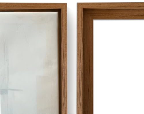 Schwebender Rahmen für Leinwand mit den Maßen 40 x 50 cm (dunkles Holz) - Holzrahmen mit Montagekit - Robuster Rahmen aus Kiefernholz zum Ausstellen von Bildern an der Wand (dunkles Holz, 40 x 50)