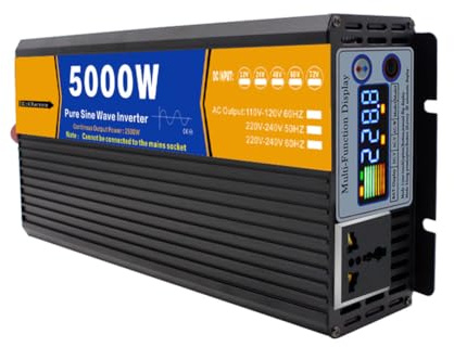 BAIYITONGDA Onduleur sinusoïdal Pur 5000 W 12 V/24 V/48 V/60 V/72 V CC vers 120 V/240 V CA pour Maison, Camping-Car, Camion, onduleur Solaire Hors réseau,DC 24v,AC 110V