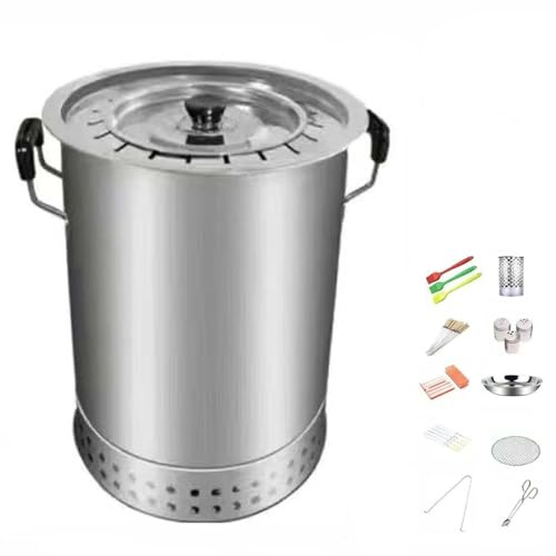DEEguess FûT à RagoûT Monocouche Suspendu sans FuméE en Acier Inoxydable, Peut Contenir 20 Brochettes De Barbecue, Barbecue Polyvalent à 360°, Adapté Aux Pique-Niques en Camping,10-pcs