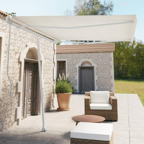 Qnhdfrt Weiße Markisen Stützen aus Eisen Standfuß Set 300x245 cm für stabilen Halt auf Balkon Terrasse und Garten mit 360° Drehfunktion