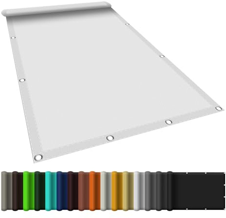 Toldo impermeable de 380 x 500 cm, duradero, protección UV y solar, lona ligera, repelente al agua, ideal para balcón y patio, se vende por metros, color blanco