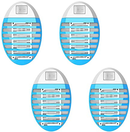 Lampada elettrica per zanzare, insetticida elettrico, con luce UV, per mosche, zanzare, tarme, cucina, camera da letto, interni (4 pezzi)