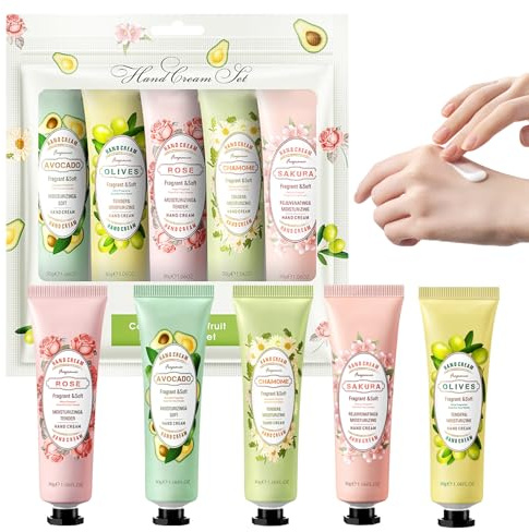 Coffret Cadeau Femme Noël Crème Main - Lot de Mini Crèmes Mains Hydratantes et Parfumées, Coffret Beauté Soin des Mains et Pieds, Idée Cadeau Original Maman, Amie, Anniversaire, Petit Cadeau Pas Cher