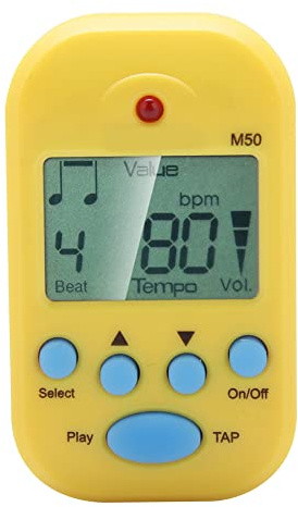 Cocoarm Meideal Digitales Beat-Tempo-LCD-Metronom, Tragbar mit Zwei Kopfhöreranschlüssen, für Gitarre, Klavier und Schlagzeug, 30–280 BPM (YELLOW)