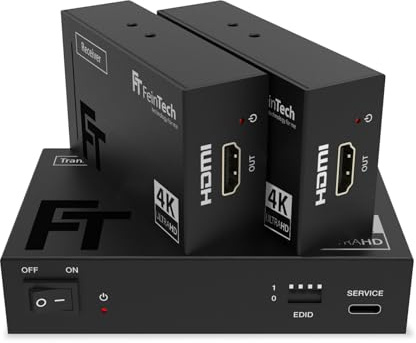 FeinTech SX230 HDMI 2.0 splitter 1 i 2 ut + slinga 60 m förlängare Over CAT LAN 4K 60Hz