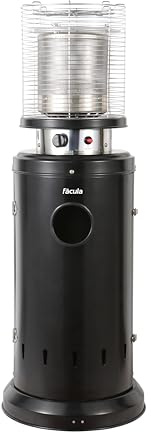 Fácula - Estufa de Gas Exterior Negra Ember | 9kW | Acero | Encendido piezoeléctrico | Ruedas | 18m²