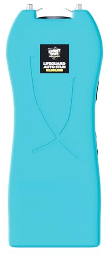 Streetwise Lifeguard Auto-Stun Personal Protection Device with New Auto Stun Technology – Compact Rechargeable Stun Gun with LED Flashlight, Safety Switch, Disable Pin & Metal Belt Clip (Teal)