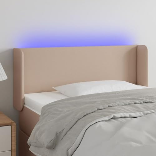 Frdhee Wandkissen Bett, LED Kopfteil Cappuccino-Braun 103x16x78/88 cm Kunstleder Kissen Rückenkissen für Betthaupt Bettzubehör Schlafzimmer, Schlafzimmer Kopfteil