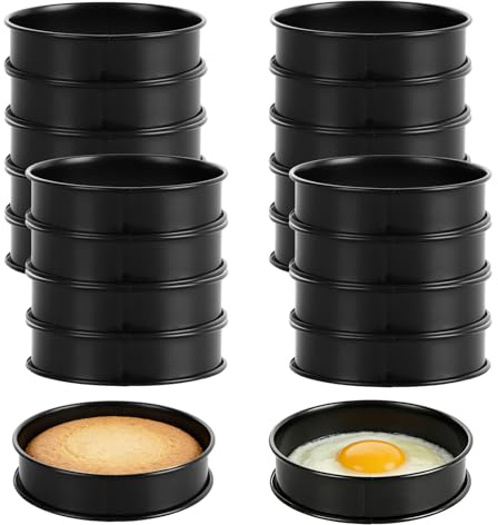 YKUKIZEE 20PCS 8.5CM Crumpet Ring Non Stick Egg Frying Ring Stainless Steel | Double Rolled Round Muffin Ring Mould, for Baking Pancake Pastry