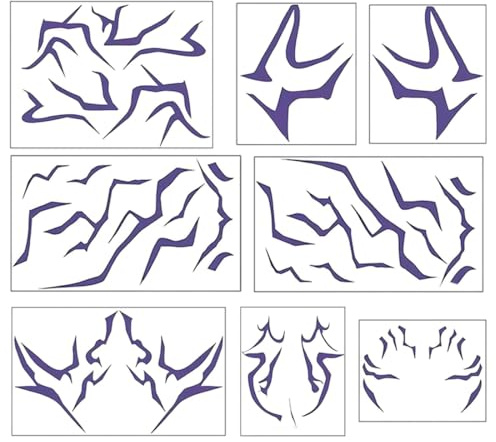 CEJAS 8 Unidades Tatuajes Temporales Demonios - Pegatinas Corporales para Cosplay y Anime - Accesorios de Disfraz para Halloween y Carnaval (Color Púrpura)