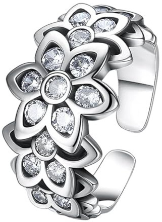 S925 sterlingsilver Sakura zirkonia damring, justerbar mode Sakura diamantring