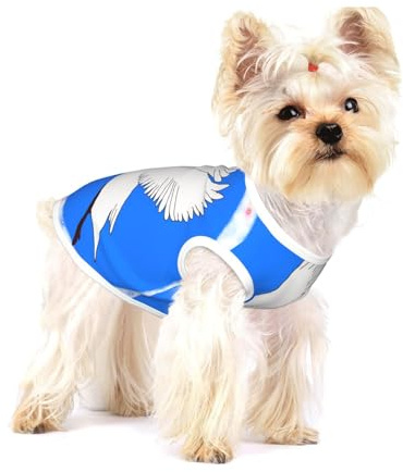 Chaleco para perro, estampado de ganso blanco volador, camiseta sin mangas para mascotas, camiseta suave para cachorros y ropa transpirable para gatos para razas pequeñas, talla M