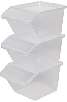 Kreher 3 x Aufbewahrungsbox, Sortierbox aus Kunststoff in Transparent. Mit ca. 40 Liter Volumen pro Box. Stapelbar. Maße BxTxH in cm ca.: 39,4 x 59,7 x 31,2 cm
