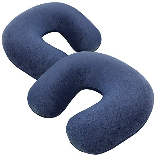 Power-Preise24 proheim Reise-Nackenkissen Comfy im 2er Sparset mit feinen Mikroperlen Flauschiges Nackenhörnchen zum Reisen angenehm weich Reisekissen Nackenstütze Kissen, Farbe:Navy