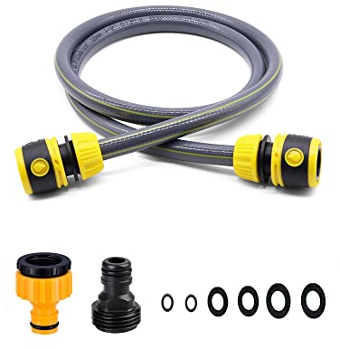Set di collegamento Topways per avvolgitubo da giardino, incluso filettatura maschio da 3/4, adattatore per rubinetto 2 in 1, adattatore per estremità tubo da 1/2, lunghezza tubo di 1,3 m