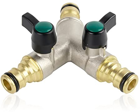 Hydrogarden 2-Wege-Verteiler mit 3 x1/2 Stutzen für Schlauchkupplungen Stecksystem Schlauchverbindung