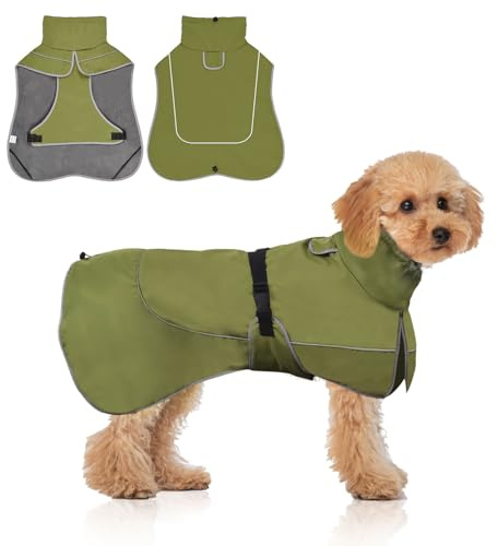 WUFANC Impermeable Abrigo Perro - Reflectante Chaqueta para Perros Cierre Ajustable, Adecuado para Todas Estaciones - Brinde Protección Cómoda Su Perro Durante Actividades Tanto Exterior (Small)