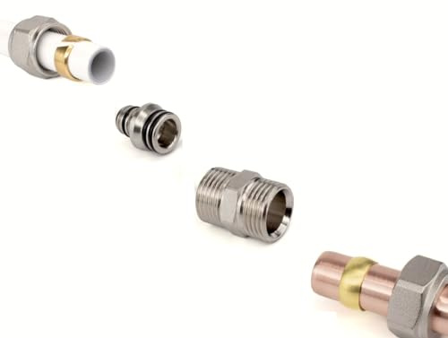 Adattatore di Riduzione a Compressione da 15mm a 16mm Sandy Beach - Connettore per per Sistemi radiatore portasciugamani, valvole termostatiche per radiatore, raccordi per tubi di rame (4)