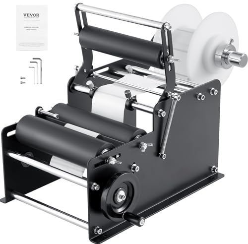 VEVOR Manual Round Labeling Machine, 15-20pcs/min, Bottle Label Applicator for Round Bottles, Adjustable Manual Round Bottle Labeler Suitable for Bottle Diameter 0.78-4.72 inches (with Pressing Bar)