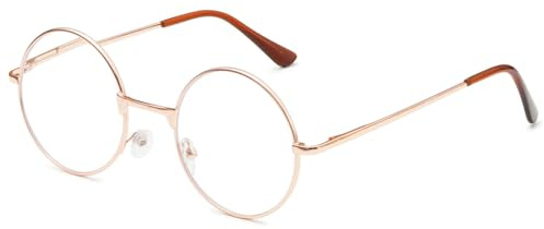 ABETOS Lesebrille Rund Metall Brille Herren Damen Federscharnier Retro Runde Rahmen Sehhilfe Lesehilfe +0,0, +1,0, +1,5, +2,0, +2,5, +3,0
