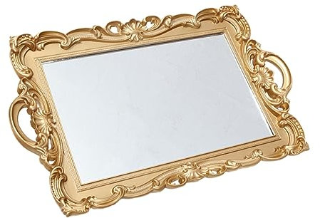 QUMIIRITY Vintage Spiegel Tablett Dekoratives Organizer Für Parfüm Und Kosmetik Elegantes Deko-tablett Für Schminktisch Badezimmer Und Hochzeiten Leicht Und Vielseitig Für Fotografie