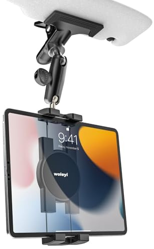 woleyi Soporte Tablet Móvil Visera Coche, Abrazadera Tablet Coche Parasol
