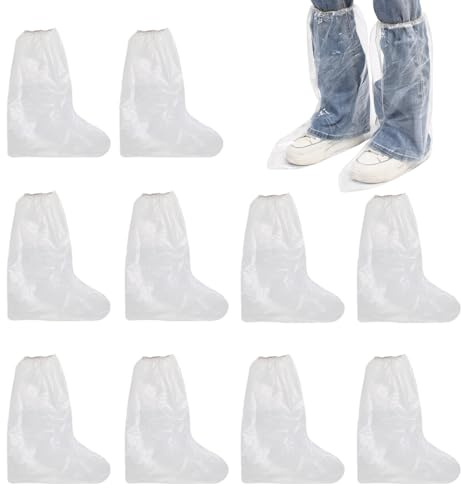 5 Paia Copriscarpe Monouso, Copriscarpe usa e Getta Copriscarpe Antipioggia Impermeabili per Uomini e Donne, Copriscarpe Impermeabili Antiscivolo per il Campeggio All'aperto (Lungo, 39 * 50cm)