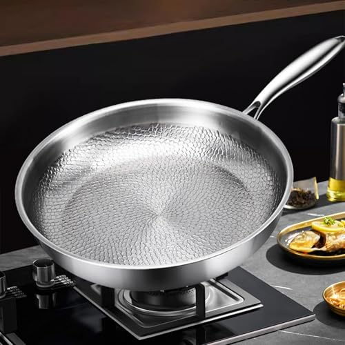 Generisch Profi Bratpfanne Induktion, Pfannen, Bratpfanne, Edelstahlpfanne unbeschichtet, Stainless Steel pan, Cromargan Edelstahl, backofenfest (26 cm)