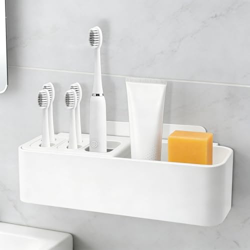 Vookkp Porta Spazzolino Elettrico Porta Spazzolini Bagno Porta Spazzolino Elettrico Multifunzione Supporto per Spazzolino da Denti Elettrico Senza Foratura Porta SpazzolinoElettrico da Muro