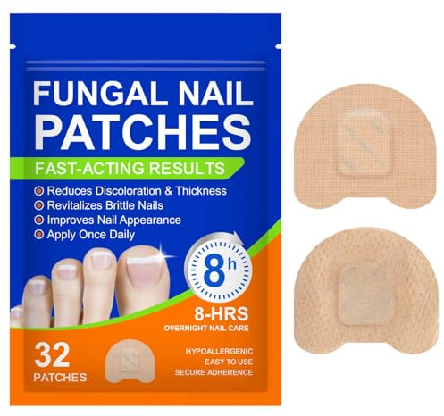 Tratamiento Hongos Uñas Pies, Fungal Nail Patches, Parches Antihongos, Antihongos Uñas Pies, Repara las Uñas Dañadas, Reduce la Decoloración y el Engrosamiento, y es Suave y no Irritante, 32 Piezas