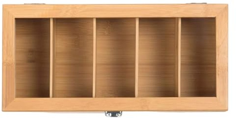 de té – Almacenamiento de madera con múltiples compartimentos con tapa transparente | Soporte para bolsas de té y cápsulas de café para paquetes de azúcar, condimentos, oficina en casa y cajón de