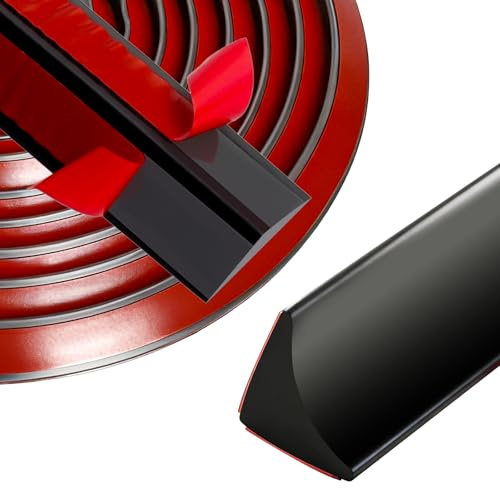 Bubuny Baguette d'angle autocollante pour plan de travail de cuisine - 3 m - Noir - 15 mm x 15 mm - En silicone flexible et étanche