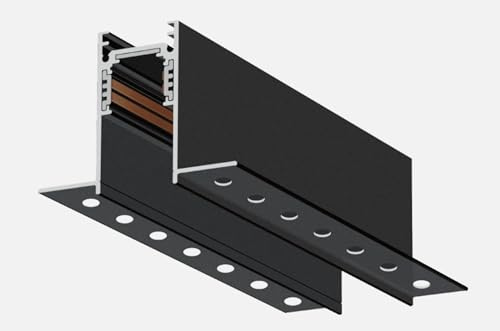 Opulenza 48V Recessed LED Magnetic Track Rail, Black, Aluminium, 2M, for Plaster Installation, Corded