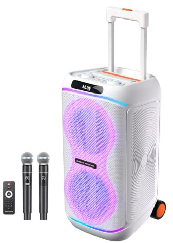 GKDT63 Karaokemaskin För Vuxna Med 2 Uppladdningsbara Mikrofoner, Bärbar Bluetooth-partyhögtalare Med 600W Toppeffekt, Inbyggda Hjul Och Utdragbart Handtag, LED-belysning, PA-system För Utomhusfester