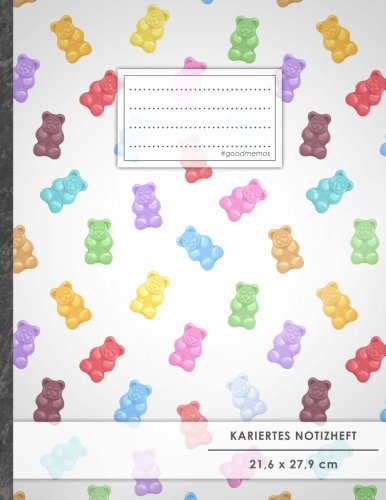 Kariertes Notizbuch • A4-Format, 100+ Seiten, Soft Cover, Register, Mit Rand, „Gummibären“ • Original #GoodMemos Quad Ruled Notebook • Perfekt als Tagebuch, Skizzenbuch, Notizheft, Matheheft