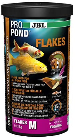 JBL ProPond Flakes, Floating Food Flakes, Size M, 0.13 kg, All Pond Fish, Adult, Fish, Unisex, Fish Food, High Protein, Complete Diet, 130g