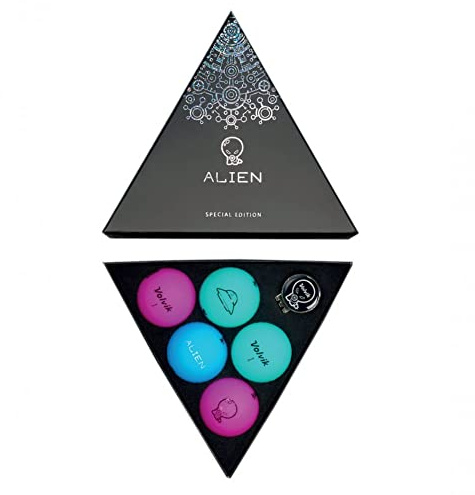 Volvik Vivid Alien-Golfball-Set Limited Edition – 5 Golfbälle, 1 Ballmarker