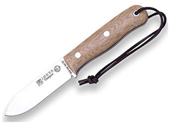 Joker Cuchillo Campero CM118, Funda Piel marrón, Mango micarta, Hoja de 10,5 cms, Herramienta de Pesca, Caza, Camping y Senderismo